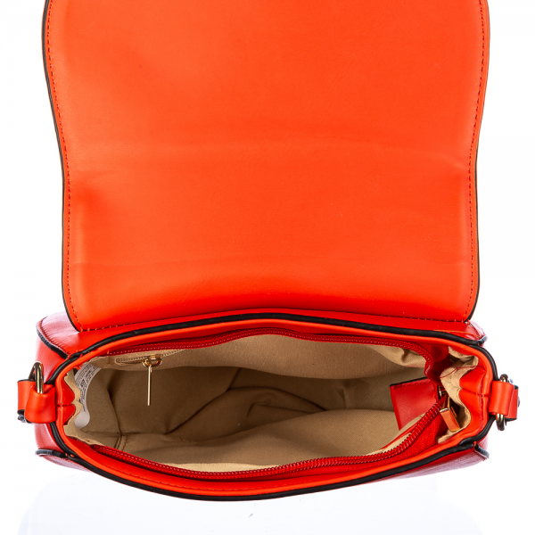 Γυναικεία τσάντα Glam Πορτοκάλι  οικολογικό δέρμα, 6 - Kalapod.gr